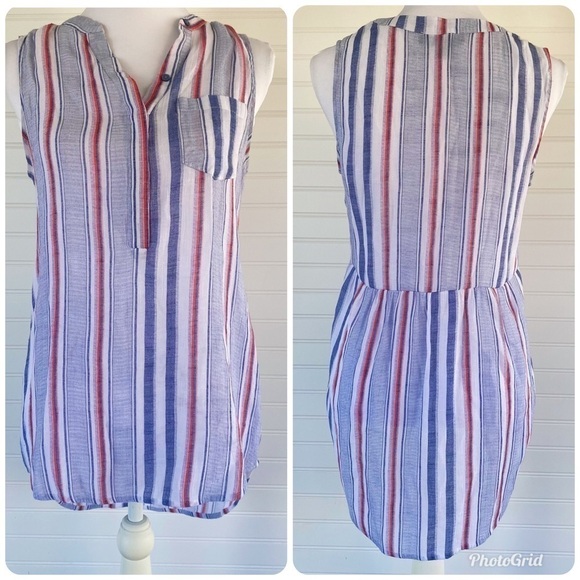 Fred David striped Sleeveless Shirt Size Small - Picture 2 of 10